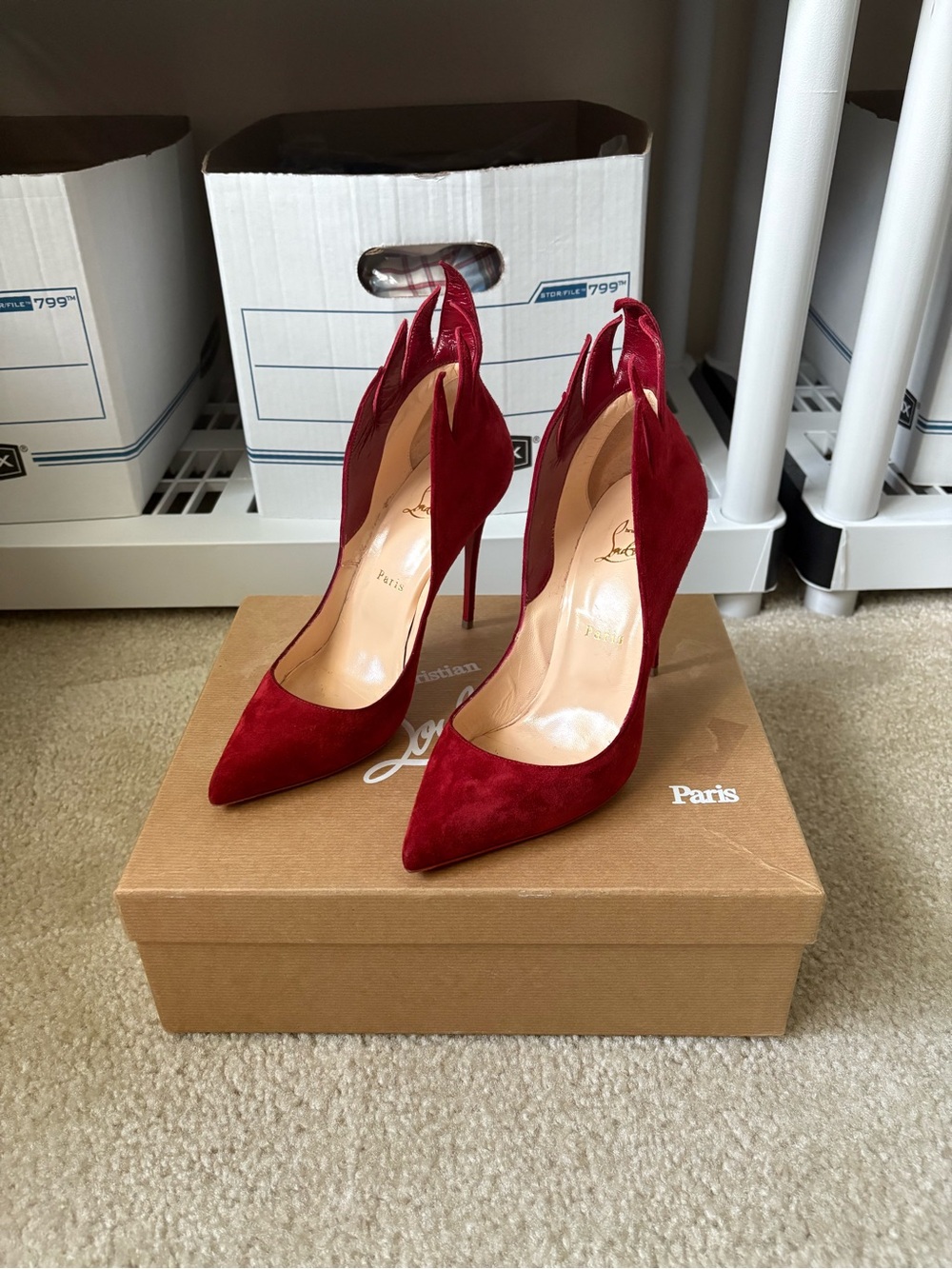 Christian Louboutin Victorina Flame 100 Veau Velours Heel Carin Womens 38